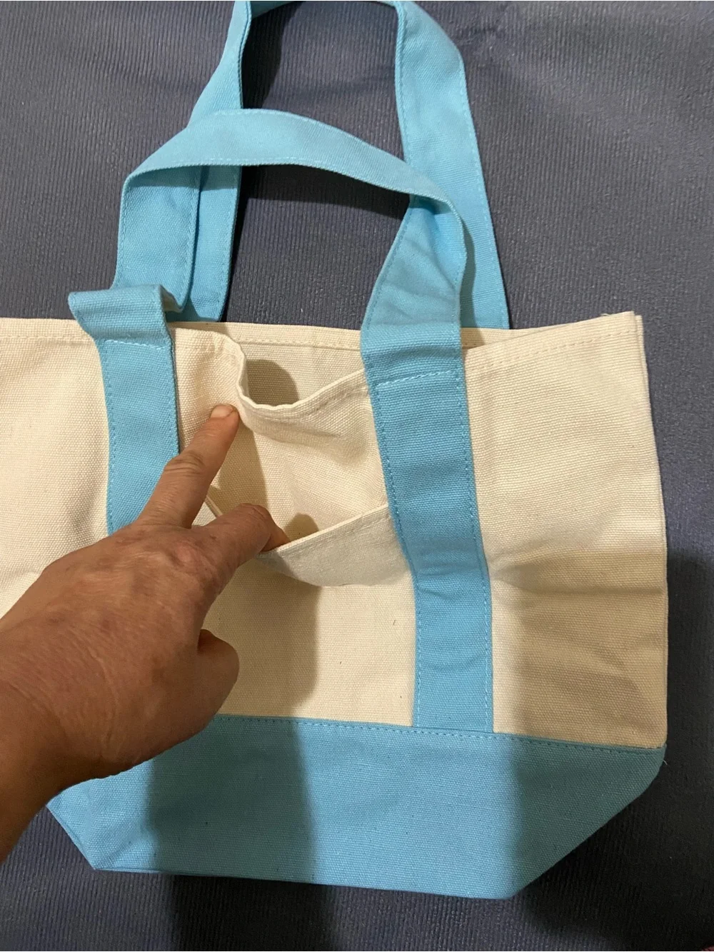 Mini Pastel Canvas Tote Bags- Blue